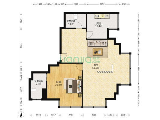 文经大楼 1室1厅2卫 139平方