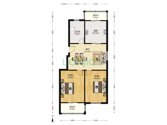 和丰北城锦居 2室1厅1卫 89平方