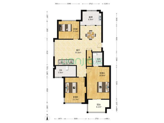 清水湾 3室1厅2卫 120平方