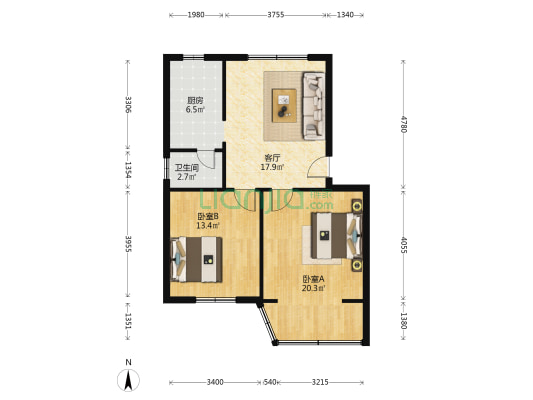 侨民小区西区 2室1厅1卫 72平方