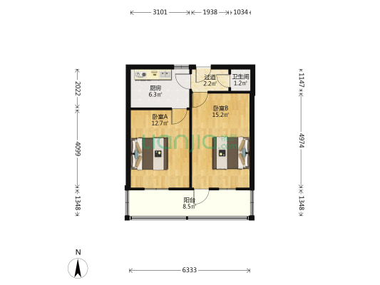 石桥村85号 2室0厅1卫 51平方