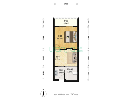 义蓬购物中心 1室1厅1卫 43平方