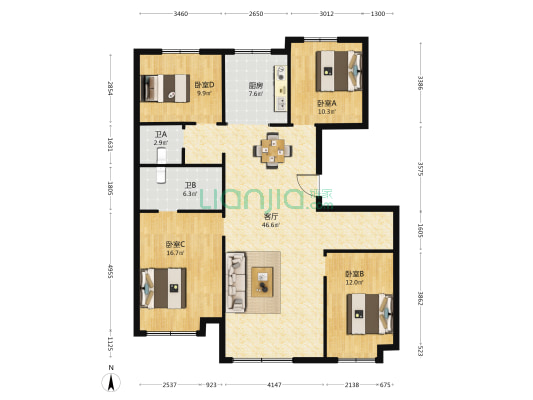 翠园春晓 4室1厅2卫 139平方