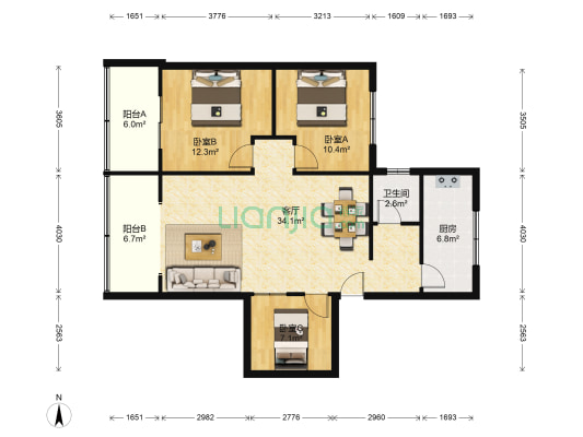 贾家巷42号 3室1厅1卫 92平方