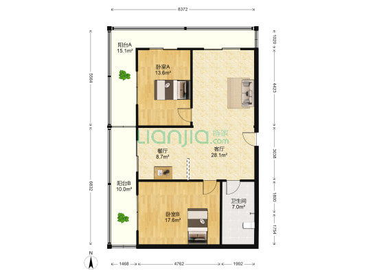 大兴小区 2室2厅1卫 116平方