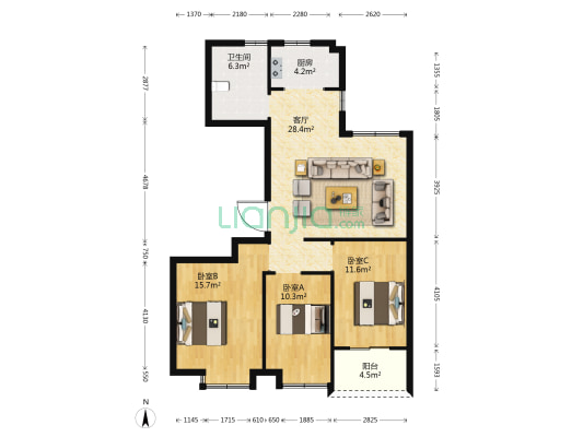 永青锦园 3室1厅1卫 108平方
