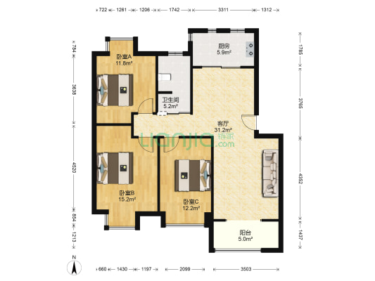 圣联东方早城 3室1厅1卫 101平方