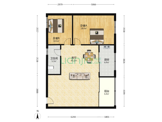 东升大厦(花园路) 2室1厅1卫 98平方