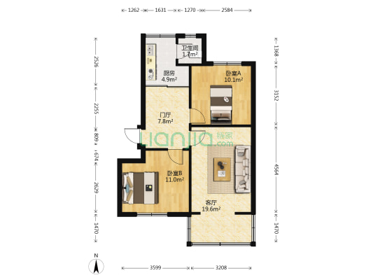 西政教职工生活区 2室1厅1卫 60平方