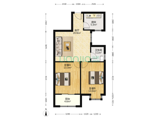 太河公寓二期 2室1厅1卫 79平方