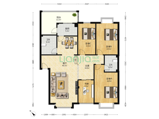 鑫苑 4室1厅2卫 142平方