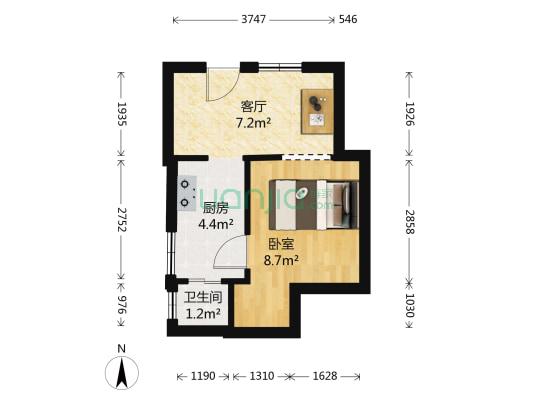 菜园东 1室1厅1卫 26平方