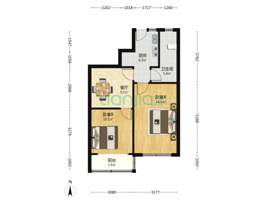 昭化东路199弄 2室1厅1卫 62平方