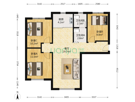 中海文昌公馆 3室1厅2卫 103平方