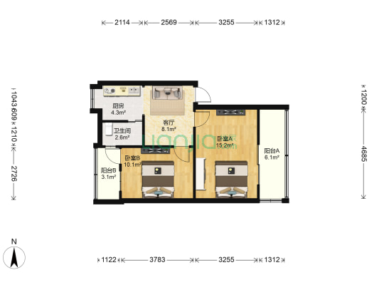 馨雅小区 2室1厅1卫 58平方