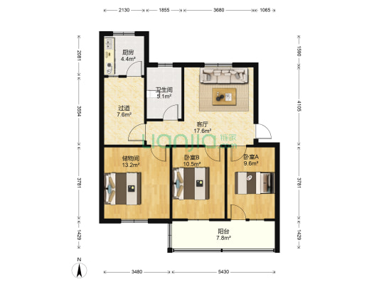 中原公司家属院 2室1厅1卫 92平方