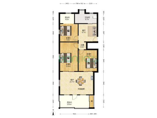 青松新村北区 3室2厅1卫 81平方