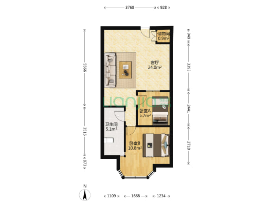 两岸新天地 2室1厅1卫 69平方