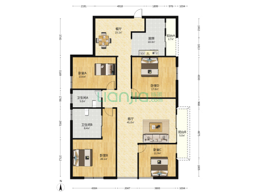 福州豪庭 4室2厅2卫 201平方