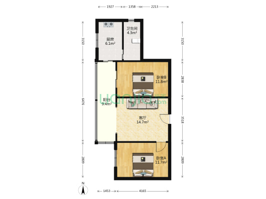 四道街16号 2室1厅1卫 64平方