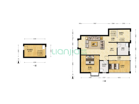 元林阁小区 3室1厅1卫 69平方