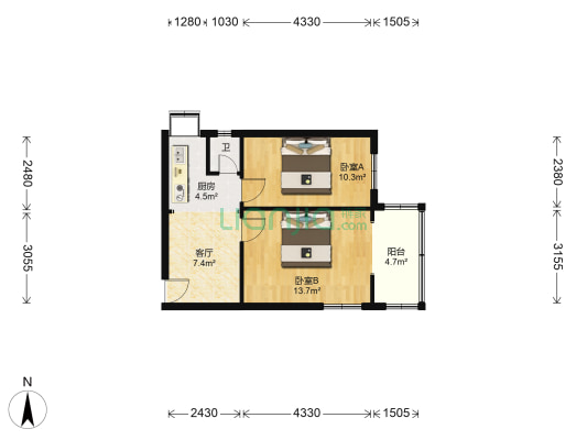 平安南区 2室1厅1卫 60平方