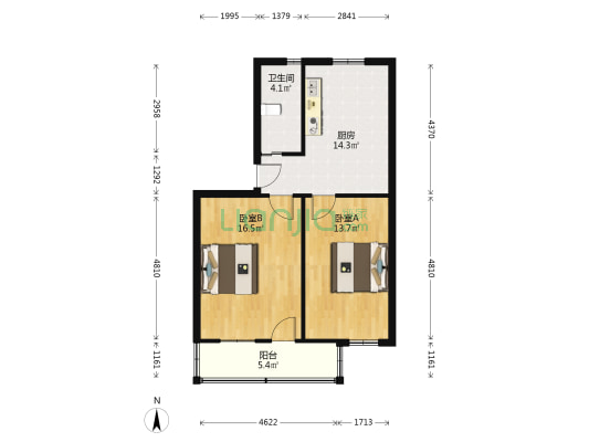 实小弄 2室0厅1卫 68平方