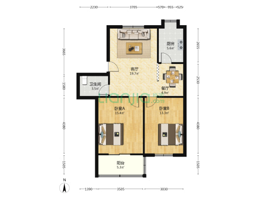 咏荷苑 2室2厅1卫 82平方