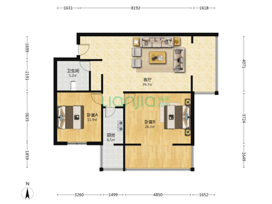 农副大厦 2室1厅1卫 124平方