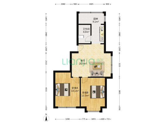 保障华庭四期 2室1厅1卫 86平方
