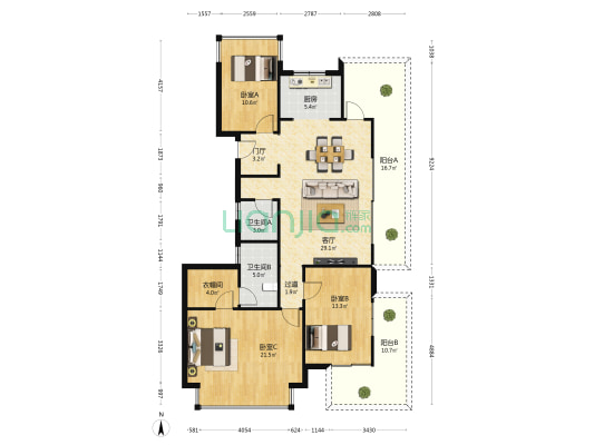 中交象江来 3室1厅2卫 143平方