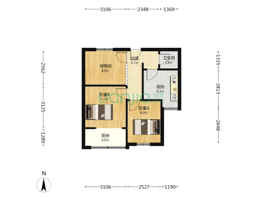 五童街 2室0厅1卫 53平方