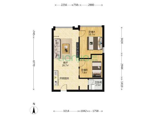 致远大厦 2室1厅1卫 36平方