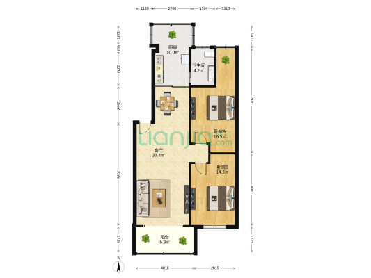 新建解放路 2室1厅1卫 111平方