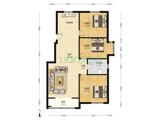 学思苑 3室1厅1卫 122平方