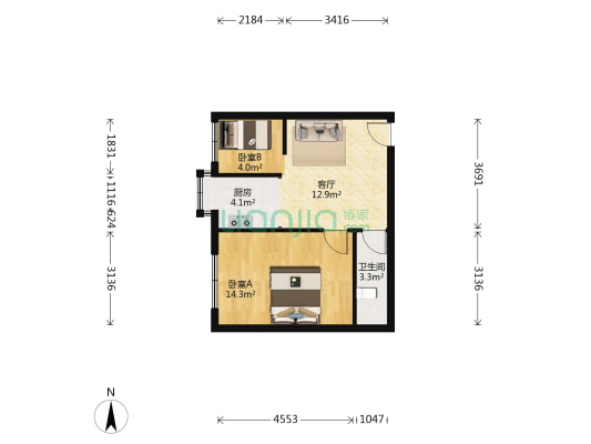 26中新宿舍 2室1厅1卫 50平方