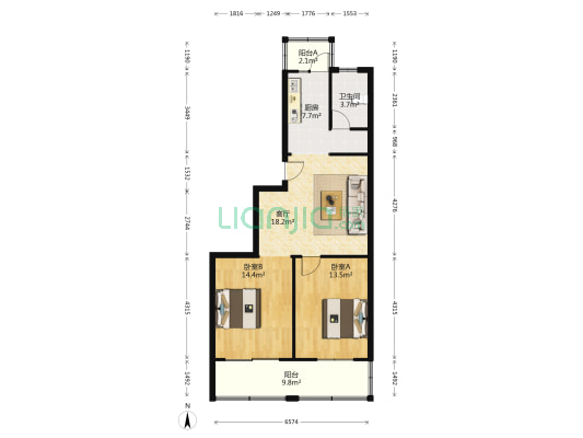 朝晖小苑 2室1厅1卫 81平方