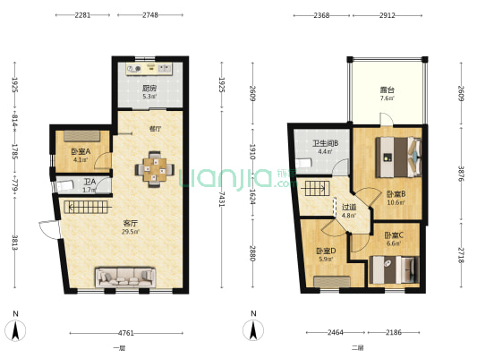 腰弄 4室1厅2卫 40平方