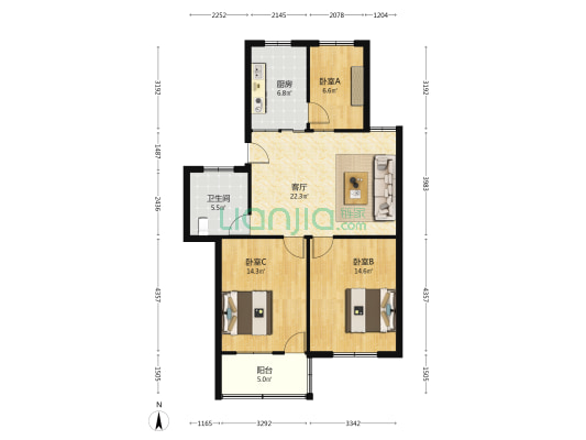 长江中路142号 3室1厅1卫 90平方