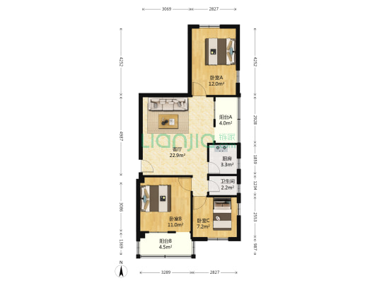 南石路 3室1厅1卫 88平方