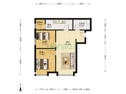 尚悦居 2室1厅1卫 81平方