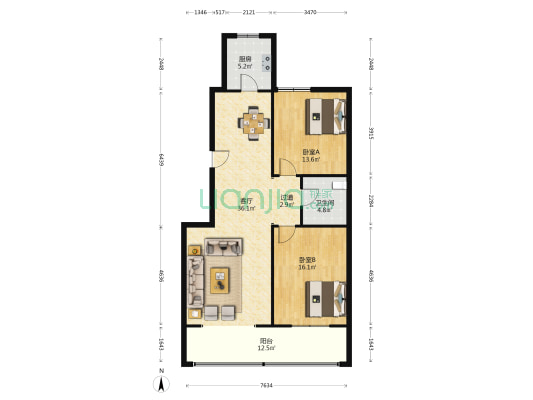 舜承大厦 2室1厅1卫 125平方