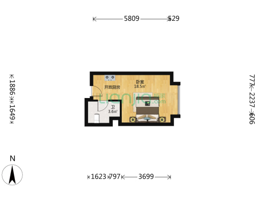 海信云创中心 1室0厅1卫 36平方