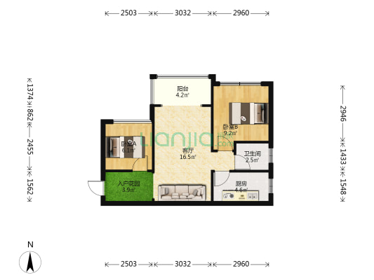 冠华城桂香园 2室1厅1卫 54平方