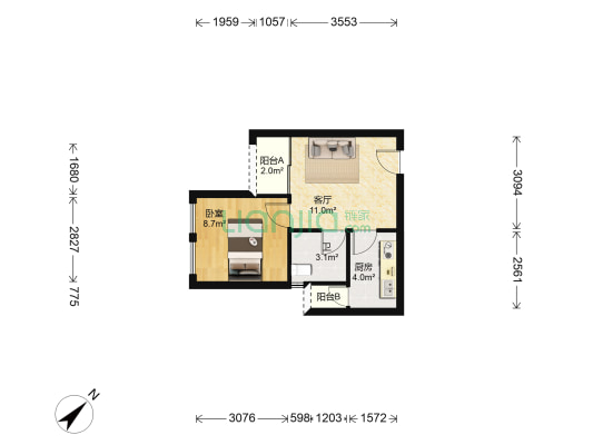 泽科兴城A区 1室1厅1卫 38平方