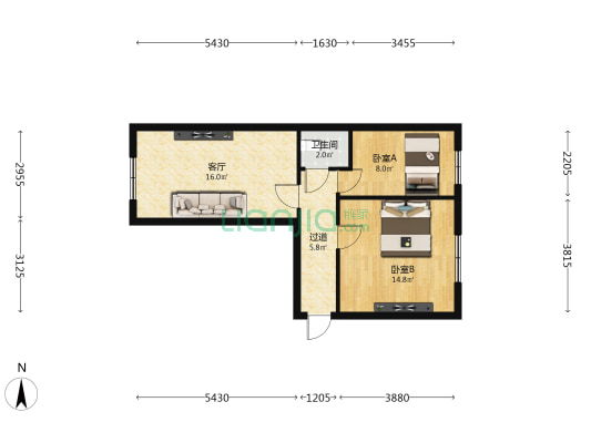 南一条社区化建宿舍 2室1厅1卫 63平方