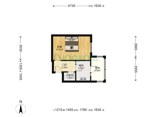 沙曼小区六街区 1室0厅1卫 32平方