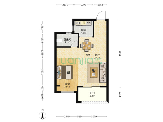 凯景江山府 1室1厅1卫 111平方