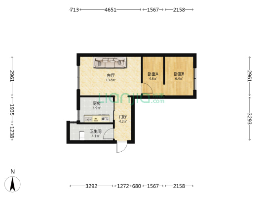 花溪大道北段 2室1厅1卫 47平方