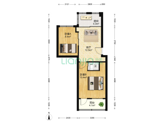 文卫巷 2室1厅1卫 58平方